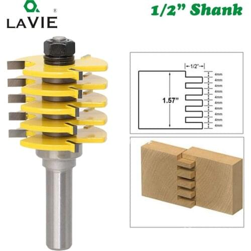 12MM 1/2" Shank 3 Teeth Box Finger Joint Router Bit Adjustable Woodworking Milling Cutter for Wood Hobbing Bits Cutters