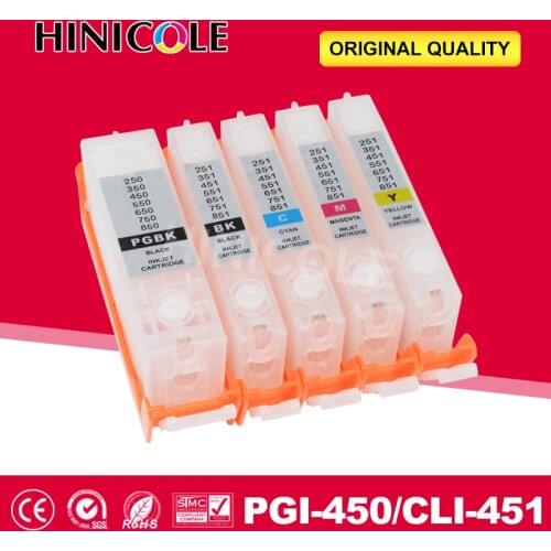Hinicole Ink Cartridge Refillable PIXMAC MX924 IX6540 IX6840 IP8740 Printer Cartridge For Canon PGI 450 CLI 451