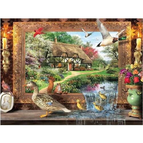 Landscape diamond mosaic full ducks embroidery painting rhinestone wall sticker decor diamond drawing art needlework handcraft
