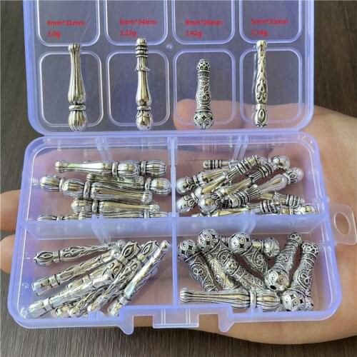 JunKang 40pcs 4 kinds of zinc alloy box column connector DIY making rosary necklace tassel matching jewelry accessories