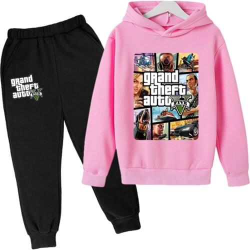 Game Grand Theft Auto Gta V 5 Clothing Set Kids Hoodies+Pants 2pcs Suit Toddler Boys Tracksuit Teen for Girls