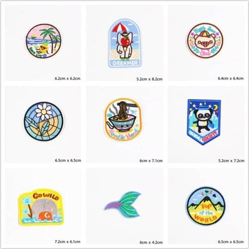 Cute Cartoon Round Patches Cap Shoe Iron On Embroidered Appliques DIY Apparel Accessories Patch For Clothing Fabric Badges BU177