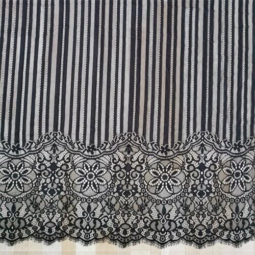 3M / Lot French Eyelash Lace Fabric 150cm White Black Diy Exquisite Lace Embroidery Clothes Wedding Dress Accessories