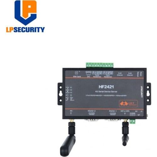 LPSECURITY Double Port Serial Device Server RS232 RS485 RS422 to Ethernet Wifi 4G 3G GPRS Network Converter