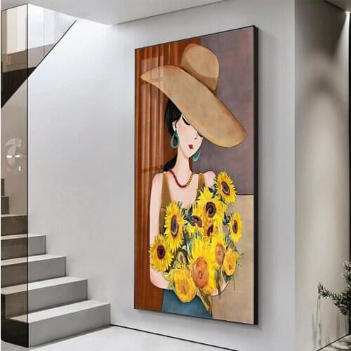Fashion Bubble Girl And Sunflower Poster Canvas Print Abstract Woman Posters and Prints Wall Art for Living Room Home Decor