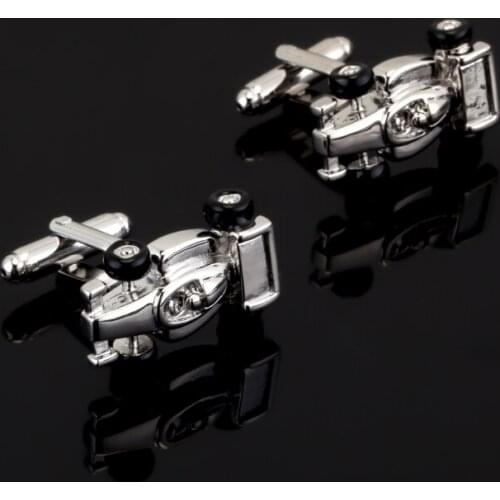 Men Gift Racing Cufflinks Wholesale&retail Silver Color Copper Material Novelty Racing Car Design High Quality for racer
