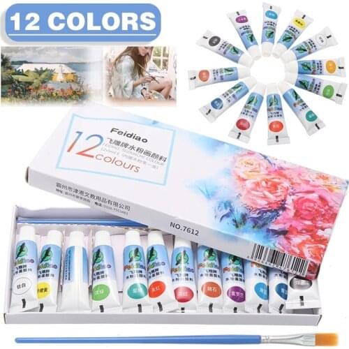 12/18/24 Colors Oil Paints Gouache Paint Tubes Set 5ml Painting Drawing Pigments Art Supplies Artist Painting Set with Brush
