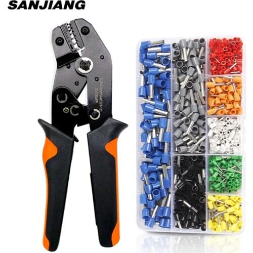 SN-06WF Ferrule Crimping Tool Kit Crimper Plier Set with 800/1640 Wire Terminals Crimping Connectors Wire End Ferrules