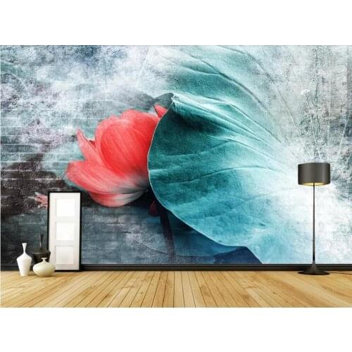 Custom mural wallpaper lotus lotus leaf living room sofa background wall decorative painting