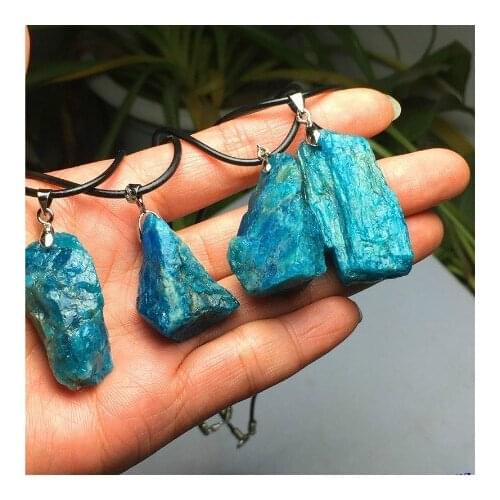 Natural apatite rough stone pendant mineral crystal teaching specimen DIY jewelry pendant