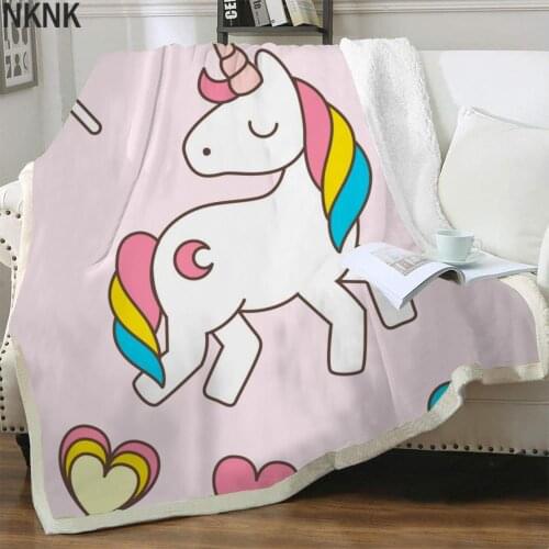 NKNK Unicorn Blankets Animal Thin Quilt Rainbow Plush Throw Blanket Moon Blankets For Beds Love Bedspread For Bed Sherpa Blanket