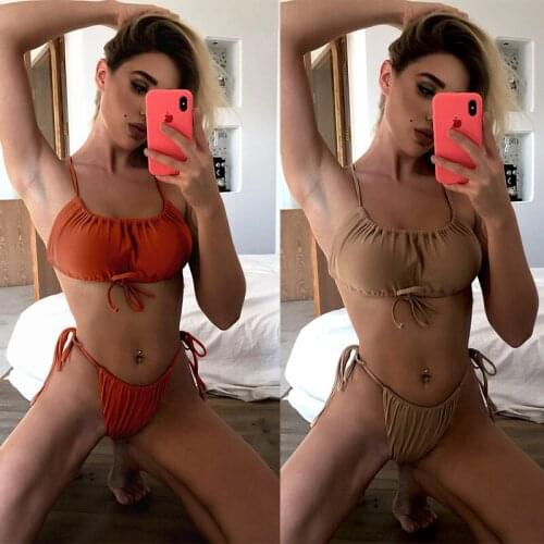 New Sexy Shiny Sparkling Bikini Female Swimsuit Women Swimwear Two-pieces Bikini set With Sarong Thong Bather Bathing Suit Swim