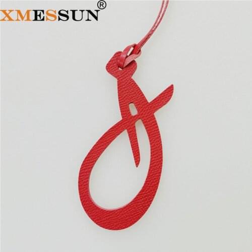 Wholesale Luxury Genuine Natural Leather Character Alphabet Arabic Letter A Keychain Backpack Pendant Ladies Women Bag Charm