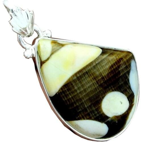 Genuine PEANUT WOOD Pendant 925 sterling silver Jewelry 36mm, AP1814