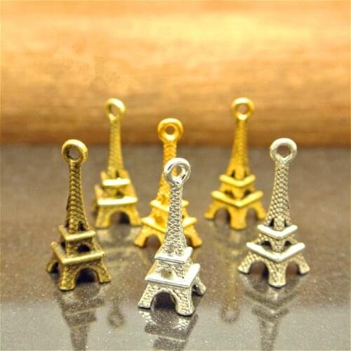 Antique Silver Plated Paris Eiffel Tower Charm Pendant Shape Fit Charm Vintage Silver DIY Bracelets DIY Bead Jewelry Making 2018