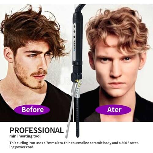 Professional 7mm Electric Curling Iron For Men Hair Curler Small Curls Curlers Ceramic Hair Curlers Electric Curling Iron Women