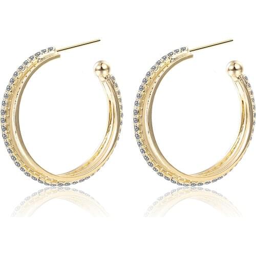 S925 Silver Needle Style Retro Earrings C-shaped Micro Inlaid Zircon Earrings Womens Fashion Jewelry