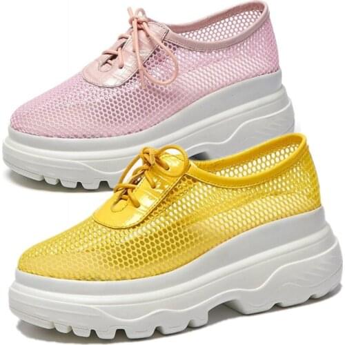 Summer Casual Shoes Womens Leather Sandals Platform Fashion Sneaker Flat Heel Comfort Beach Shoes Lace up Oxfords