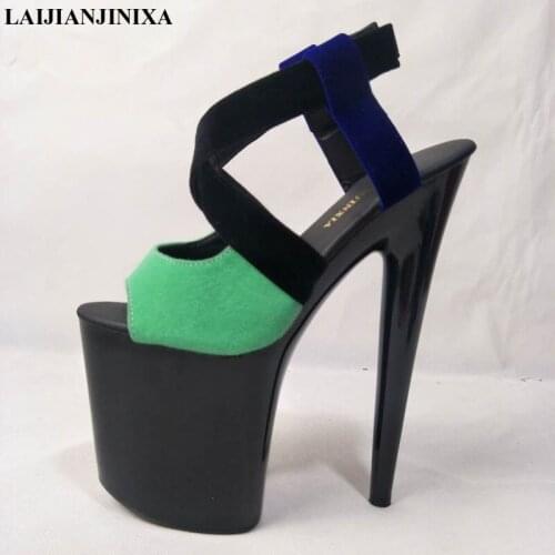 LAIJIANJINXIA NEW Big Size 46 Summer Platform Women 20 CM High Heels Sandals Open Toe Fish Head Fashion Buckle Strap Sandals