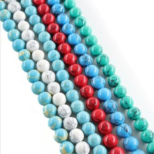 Synthesis Stone Turquoises Round Beads 4-12mm Synthetic Turquoises Beads Handmade DIY Bracelet Necklace Jewelry Accessories