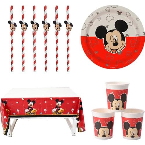 Mickey Minnie Mouse Theme Kids Favor Birthday Decorations Tablecloth Paper Cup Plate Straw Balloon Party Supplies Baby Shower