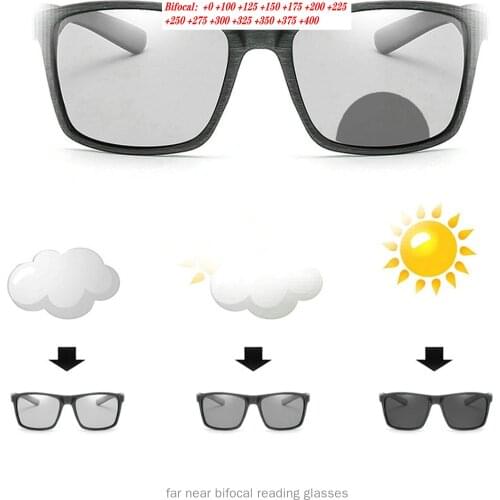 Outdoor Photochromic Bifocal Reading Glasses Multifocal Near Far Presbyopic Glasses for Men Sport Fishing Sunglasses Diopter NX