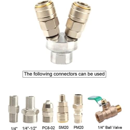 High Quality C Type Self-locking Pneumatic Fittings 1/4" Female Thread 2 Way Air Hose Quick Coupler Socket Connector With PM20