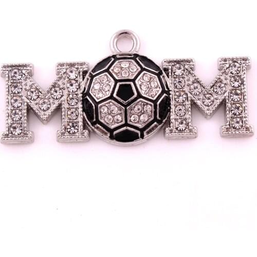 Women Men Pendant MOM Letters And Soccer Pattern Sports Style Necklace Charm With Crystals Zinc Alloy Provide Dropshipping