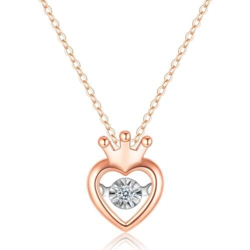 ZOCAI Women Rose-Gold 18K Gold Crown Diamond Necklace Women Choker Pendant for Girl Embellished Jewelry Box Birthday Gift D06798