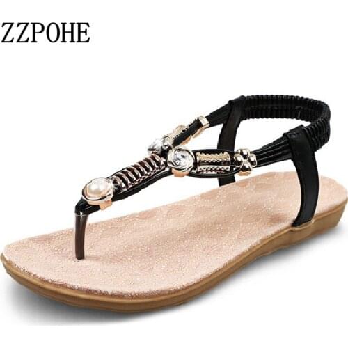 ZZPOHE 2017 summer new woman fashion sandals rhinestone flip-flops women casual beach shoes soft bottom comfortable flat sandals