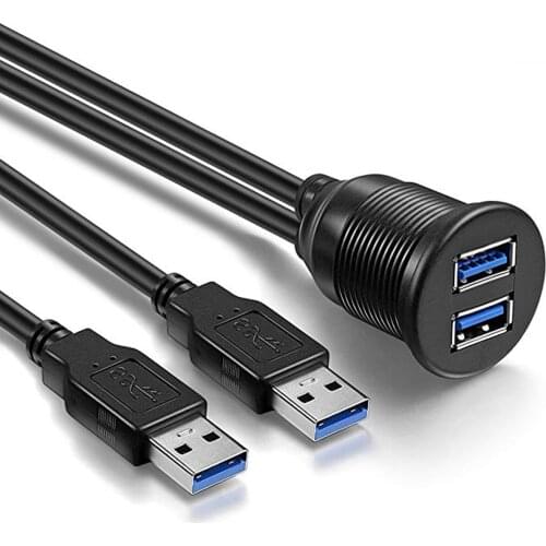1/2 Ports USB 3.0 Male To USB 3.0 Female Flush Mount Car Mount Extension Cable For Car Truck Boat Motorcycle Dashboard Panel