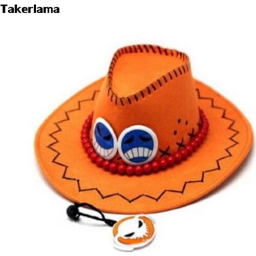 1pcs Portgas D ace Cowboy Hat Cosplay Hats Pirates Cap Suede Halloween Costume Hats