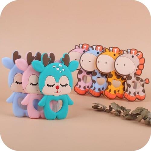 Silicone Teether Rodent Cartoon Animals 1pc Food Grade Silicone Pandents DIY Teething Toys For Teeth Tiny Rod Baby Teethers Gift