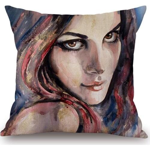 1piece INK Painting Love Women Pattern Seat hug pillow cover Decorative Home Chair Throw Pillow Case Cotton Linen 45x45cm