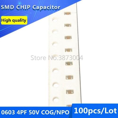 100pcs 0603 4PF 50V COG/NPO 0.25% SMD Chip Capacitor