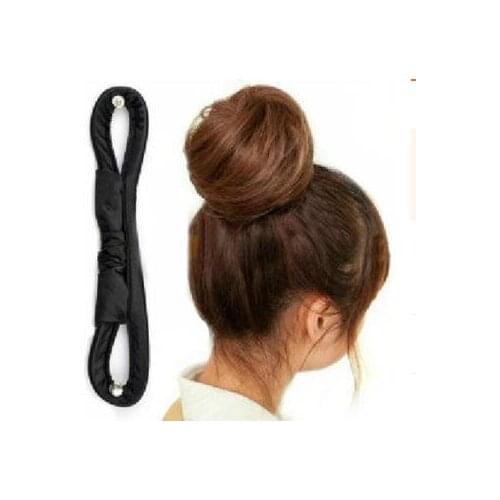 2 Size Black Button Fabrics Hair Bun Maker Fold Antiskid Bud-Like Hair Styling Stick Donut Hair Accessories & Tools HA021