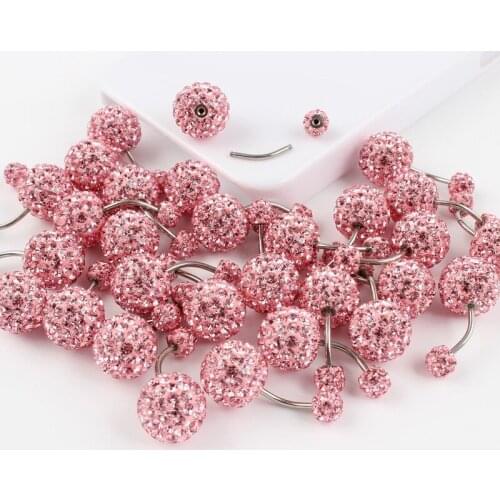 2Pcs Latest Circular Drill Navel Ring Double Full Mud Ball Umbilical Nail Anti Allergic Body Piercing Ornaments Umbilical Buckle