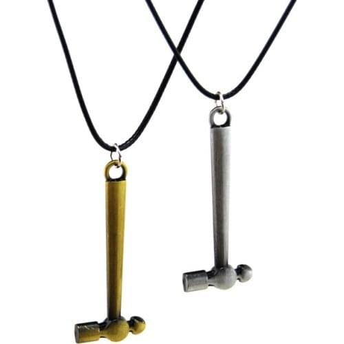 2017 Original New Novelty Leather Chain Retro Hammer Choker Necklace Men Vintage Gold Tool Pendant Necklace Women Jewelry Gift