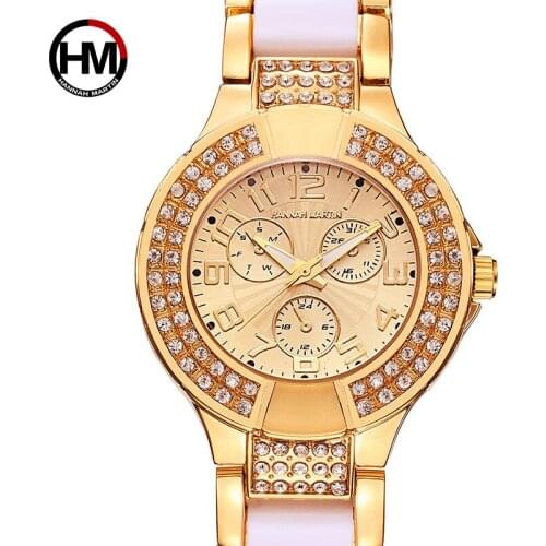 2021 Hannah Martin Luxury Gold Watch Women Watches Diamond Bracelet Womens Watches Clock kol saati relogio feminino reloj mujer