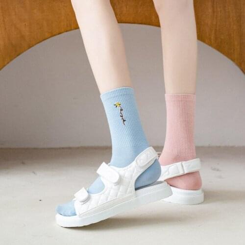 2021 Summer Spring New Korean Cartoon Woman Socks Cotton Japanese Kawaii Harajuku Socks Women 2 Colour Designer Socks