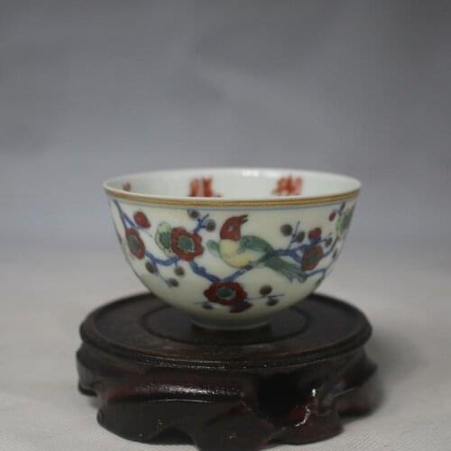 3 Antique MingDynasty porcelain bowl,color grape flower chicken cup,Hand-painted crafts,Collection&Adornment,Free shipping