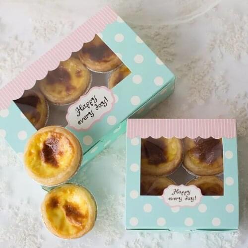 30pcs/lot Kraft Paper Clear Window cake box Wedding Dessert Cupcake Box blue Chocolate Muffin Biscuits Cookie packaging boxes