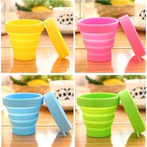 300pcs/lot foldable silicone sup outdoor camping travel folding cup Telescopic Collapsible Retractable drinking cup F20173552