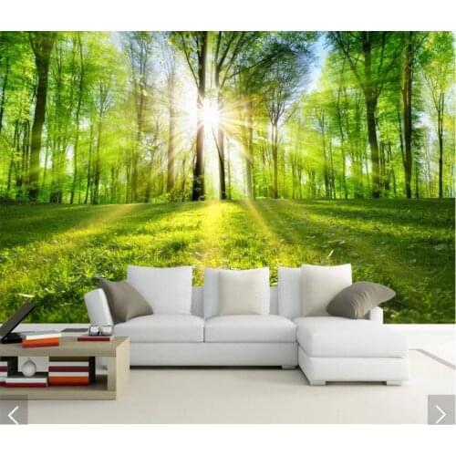 3D Green Tree Forest Wall Murals for Living Room Scenery Wallpaper Wall Paper Rolls Printed Photo Wall Mural Papel Mural Custom
