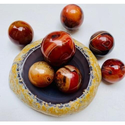 40-45mm natural crystal silk agate ball fossil decorated ball 1pcs