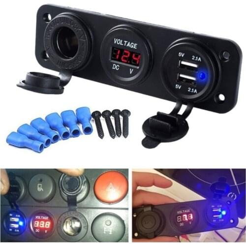 3 In 1 Car Plug 4.2A Car Cigarette Lighter Dual USB Adapter 12V/24V Car Socker Digital Voltage For Car Motorcyle Motorbike Boat