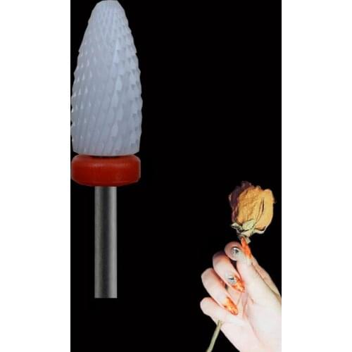 White Ceramic Nail Drill Bit - Flame Bit - F