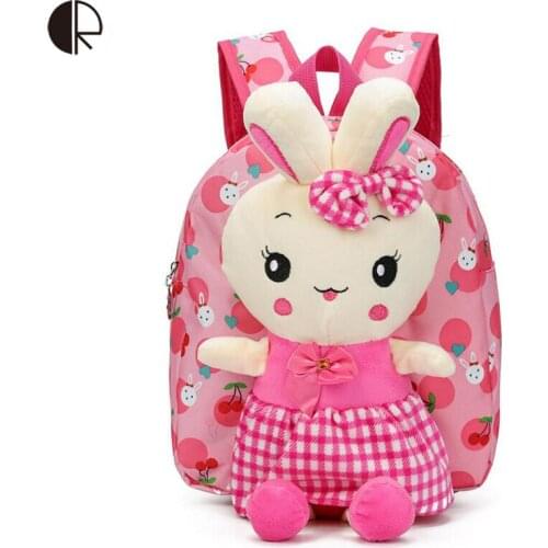 Children Cute Plush Rabbit Backpack Kindergarten Animal Doll Bag Kids Toy Cartoon Backpacks For Girls Princess Mini Bagpack