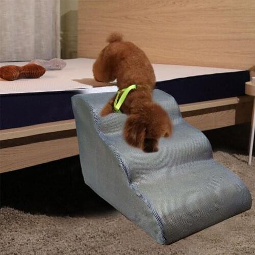 Pet 3 Steps Stairs Dog House Bed Breathable Mesh Sponge Steps Puppy Cat Climbing Ladder Pet Supplies Dog Training Tool