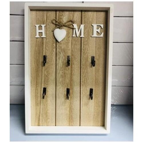 Home Key Vintage 6 Keys Rack Hook Wooden Wall Decorations Organize Holder Gift